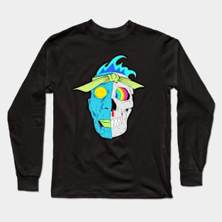 Dope half face and half skull face illustration Long Sleeve T-Shirt